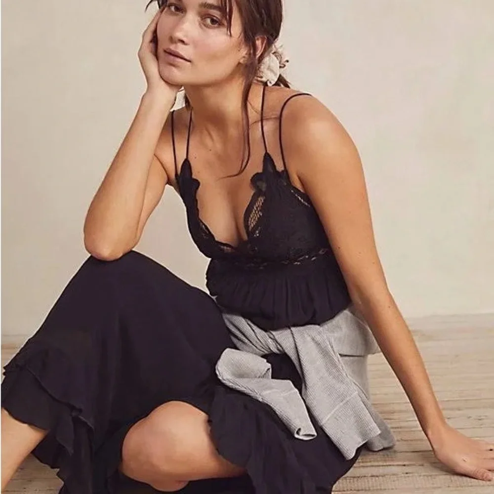 Free People One Adella Maxi Slip Dress Black - Large - New